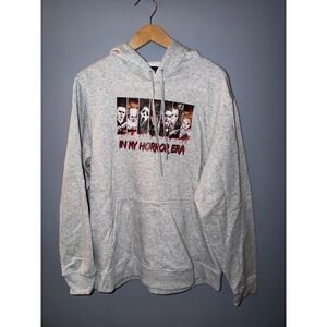 Athletic Works Mens XL In My Horror Era Graphic Hoodie Grey Slasher Movie NWT